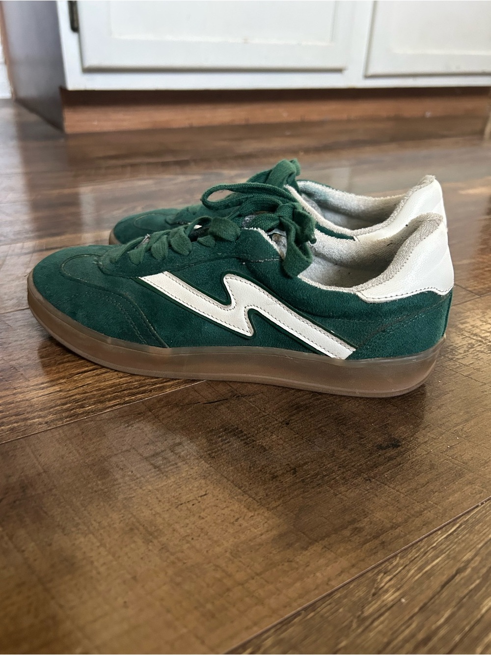 Madden Girl Emerald Green Suede Sneakers with White Trim